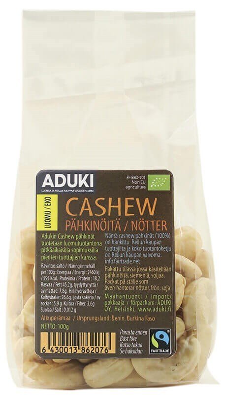 Cashew pähkinät luomu FI-EKO-201 Aduki